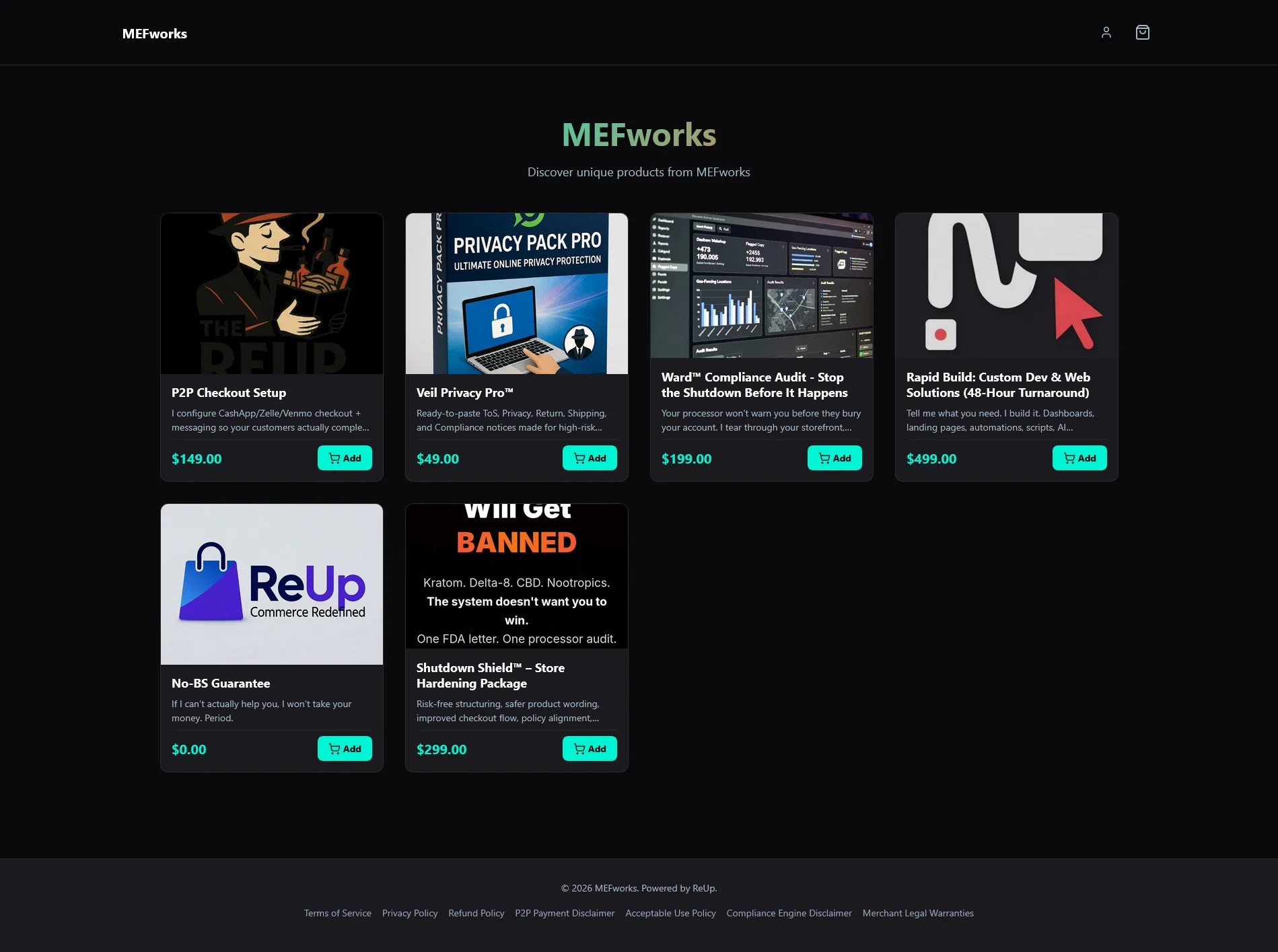 ReUp Pro Platform — merchant storefront and B2B commerce dashboard.